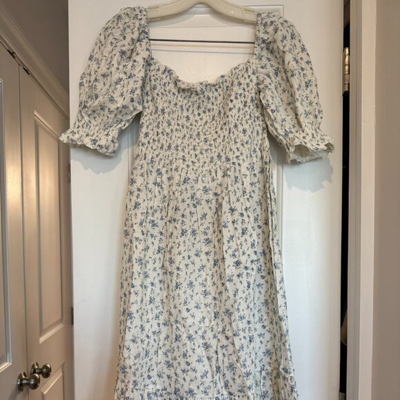 Floral Blue and White Midi Dress - Picture 1 of 3